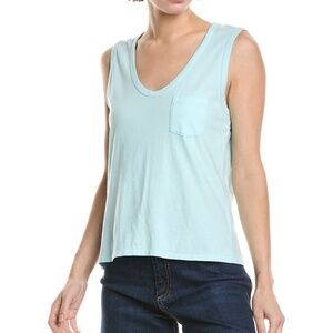 James Perse Scoop Neck Pocket Tank Top in Taffy Light Aqua NWT M